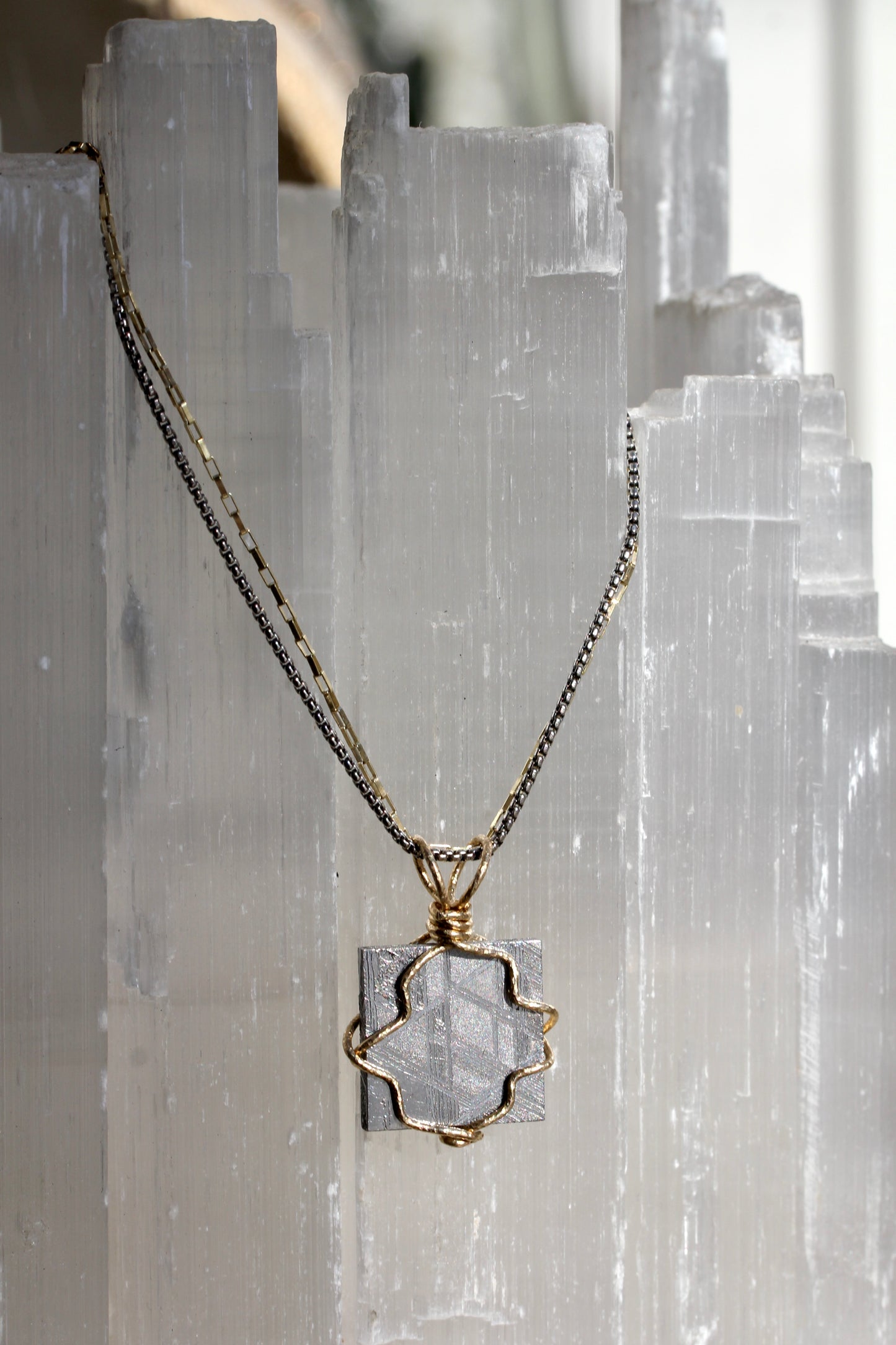 Muonionalusta Meteorite Block Necklace