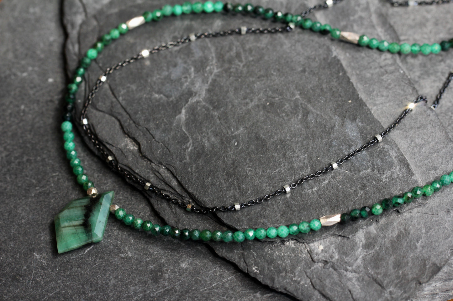 Emerald Ombre Multi Strand Necklace
