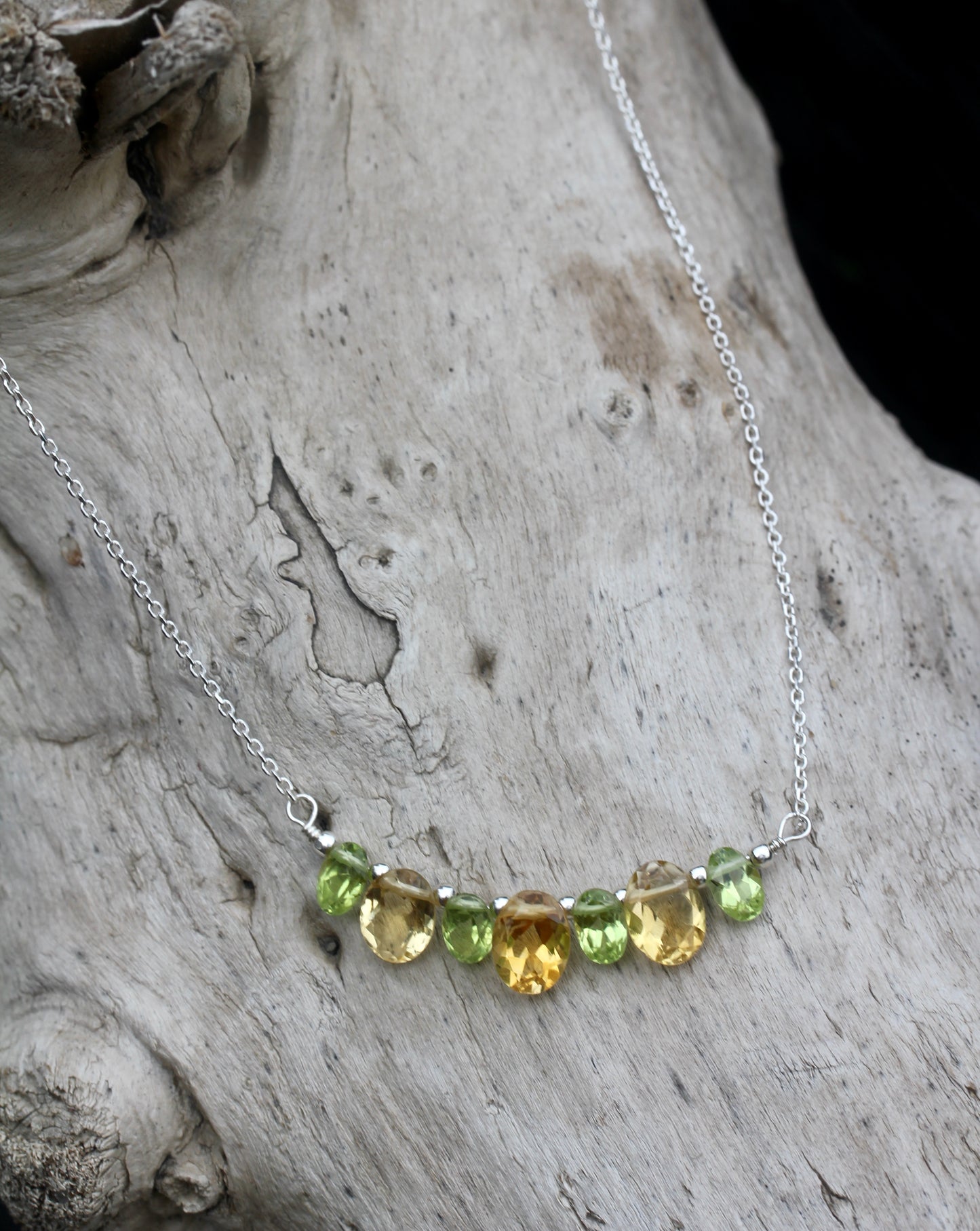 Citrine Peridot Silver Necklace