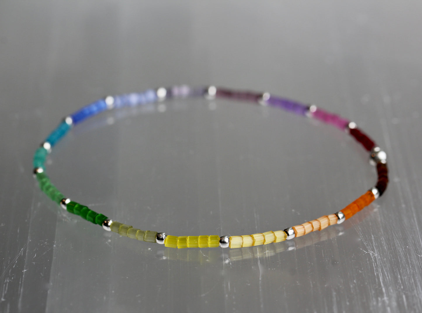 Rainbow Pride Satin Bead Bracelet