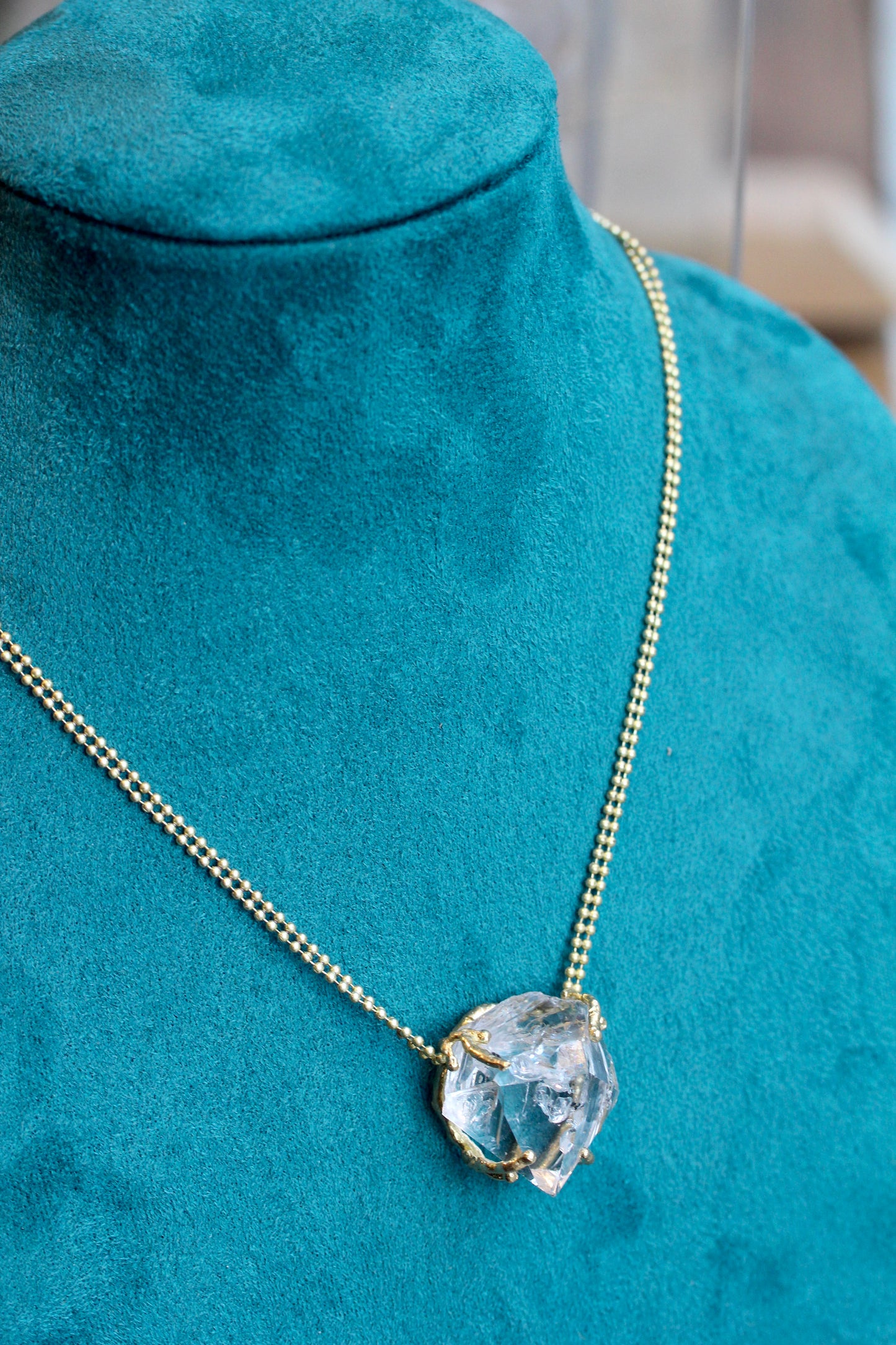 Herkimer Diamond Chunky Brass Choker