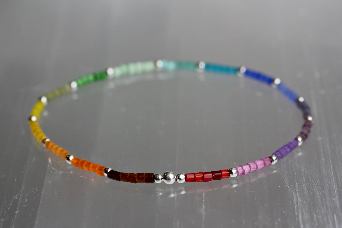 Rainbow Pride Satin Bead Bracelet
