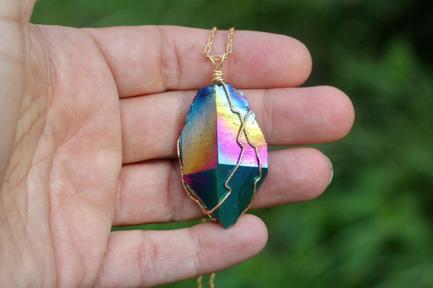 Titanium Quartz Gold Crystal Pendant