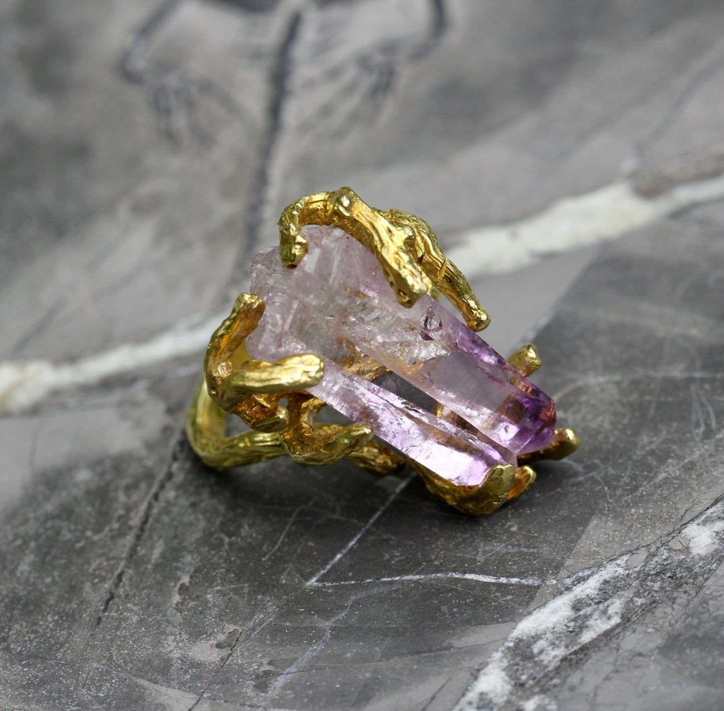 Vera Cruz Amethyst Crystal Branch Ring