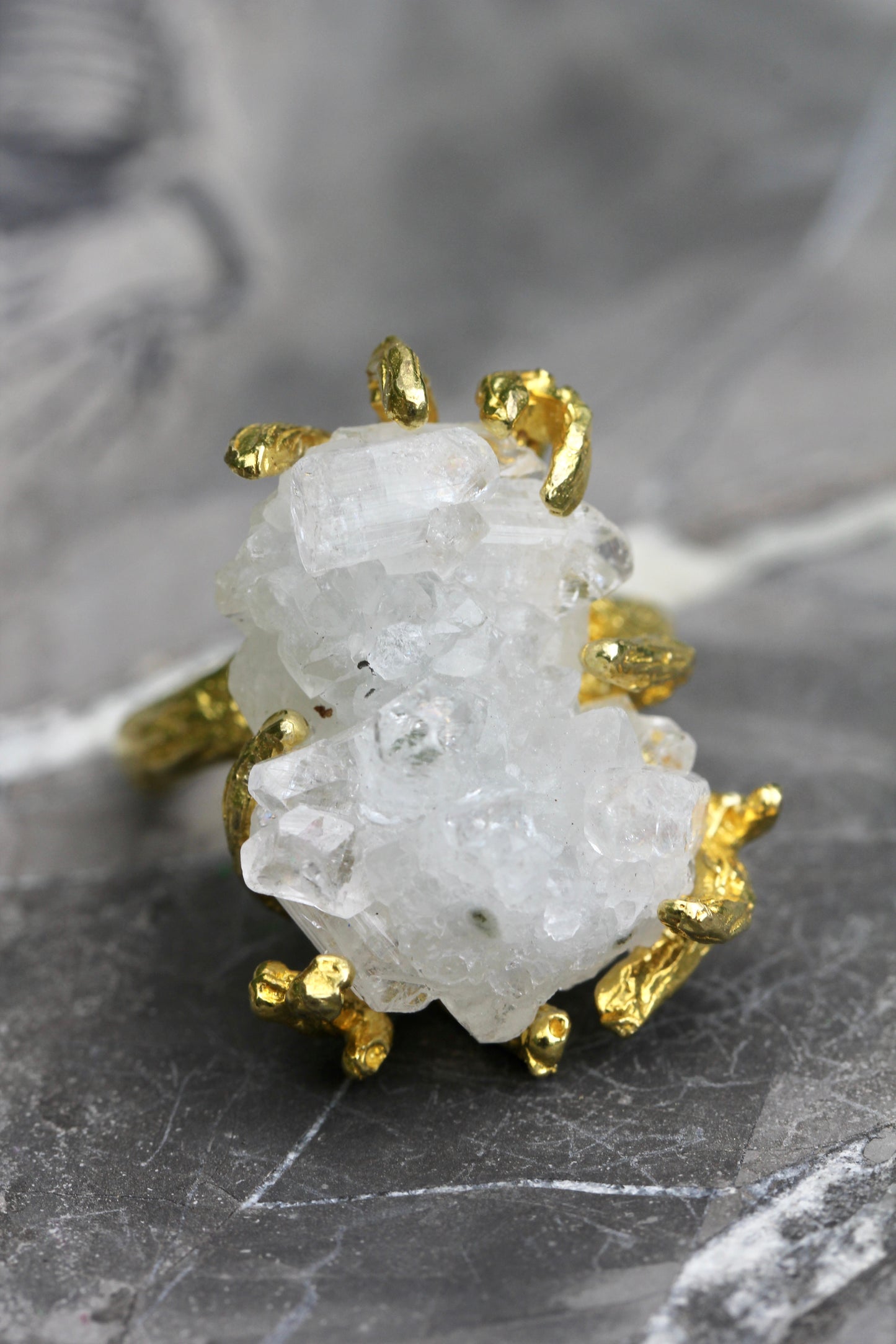 Apophyllite Crystal Branch Ring