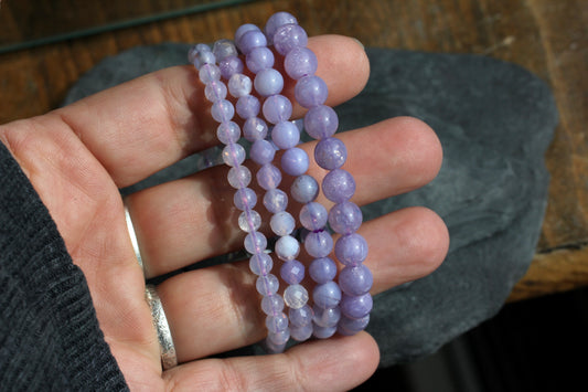 Lavender Quartz Bead Stretch Bracelet