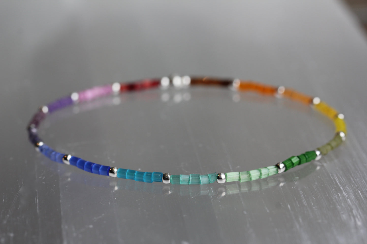 Rainbow Pride Satin Bead Bracelet