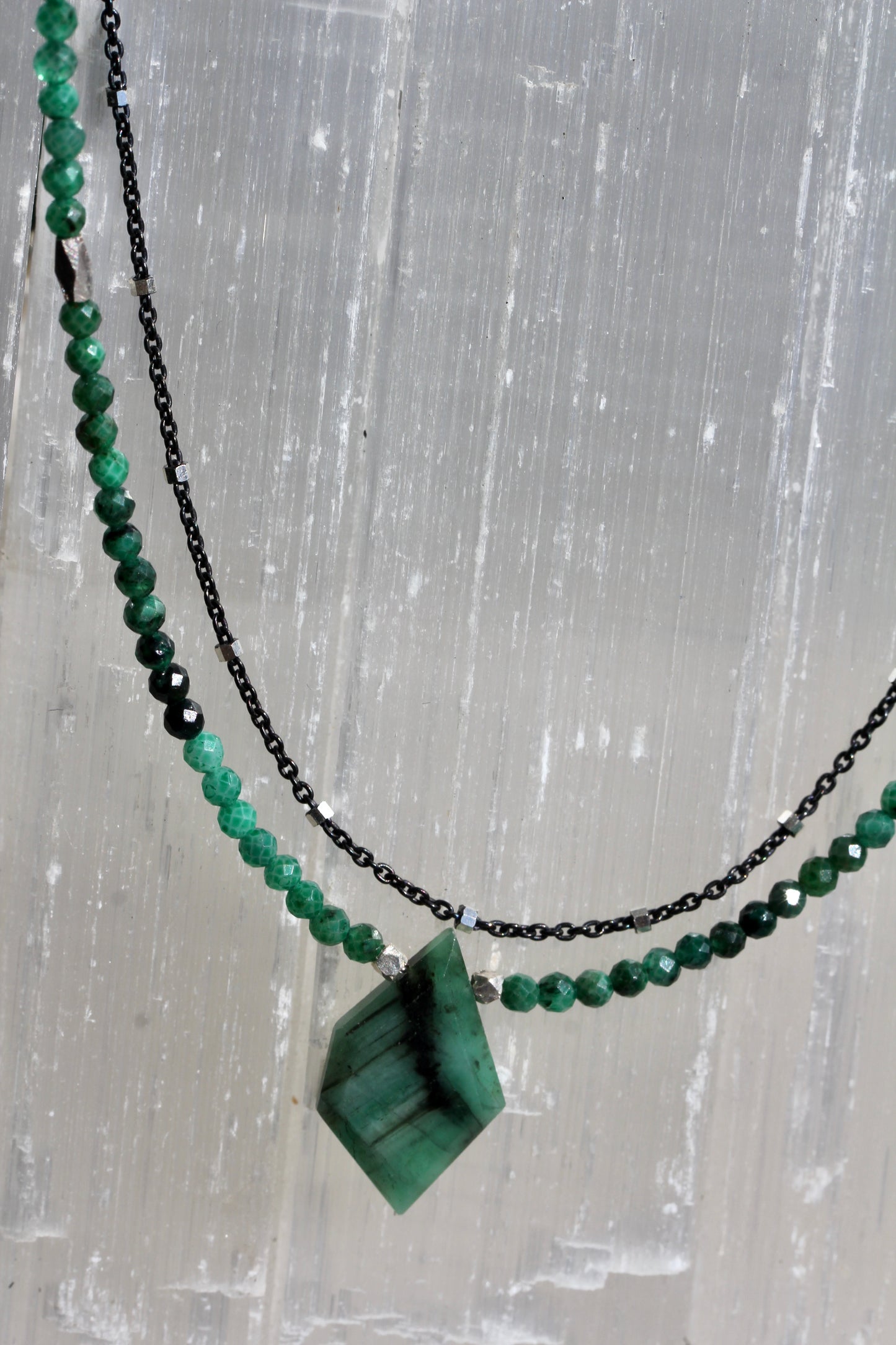 Emerald Ombre Multi Strand Necklace