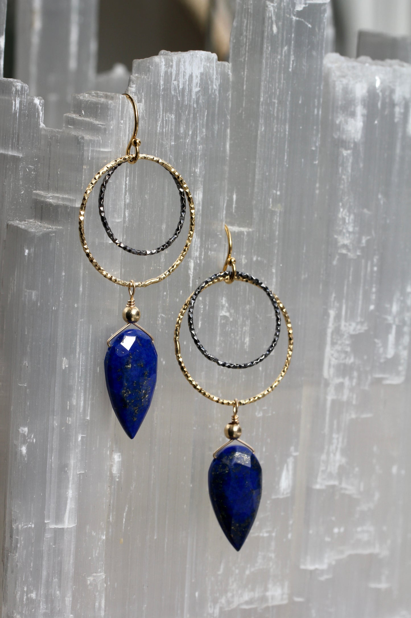 Lapis Ring Drop Earrings