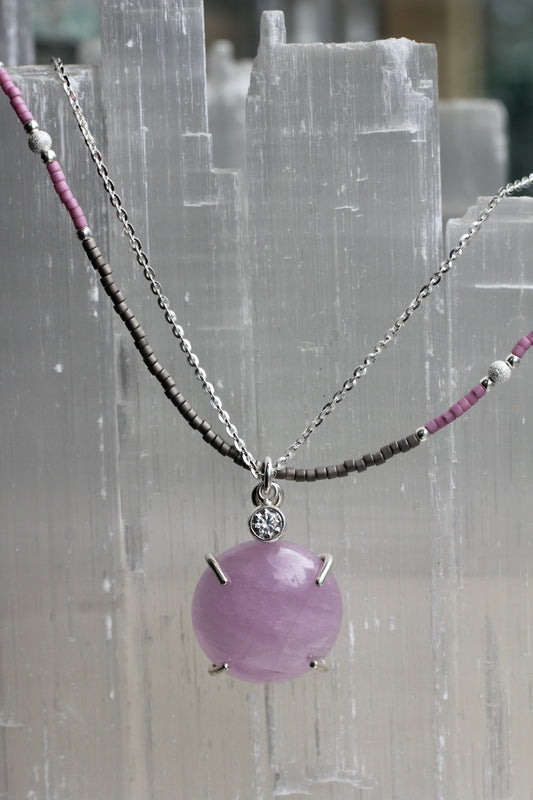 Kunzite Beaded Multi Strand Necklace