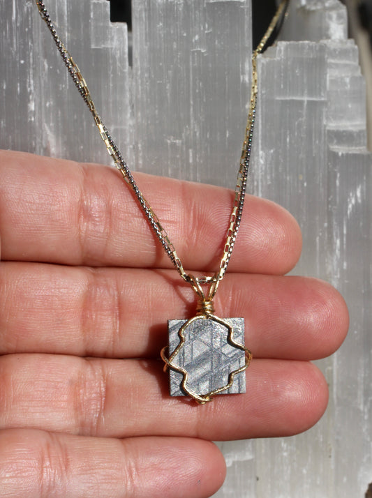 Muonionalusta Meteorite Block Necklace