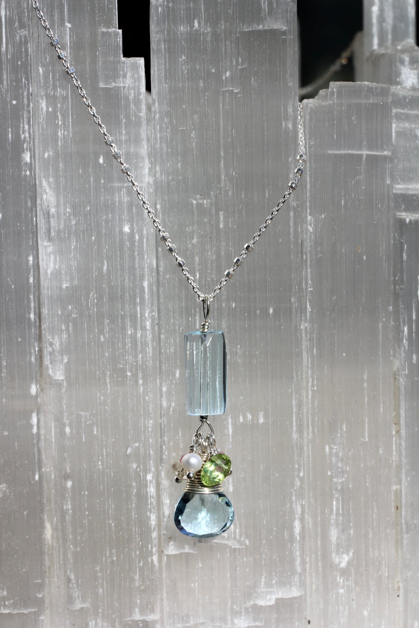 Blue Topaz Tassel Necklace