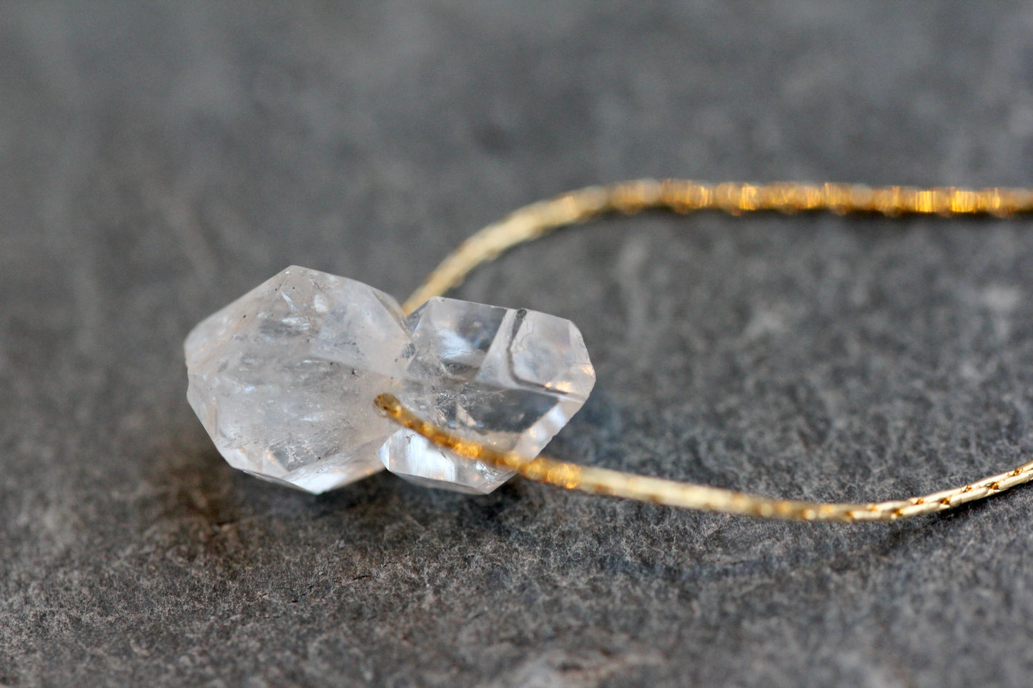 Herkimer Diamond Cluster Gold Minimalist Necklace