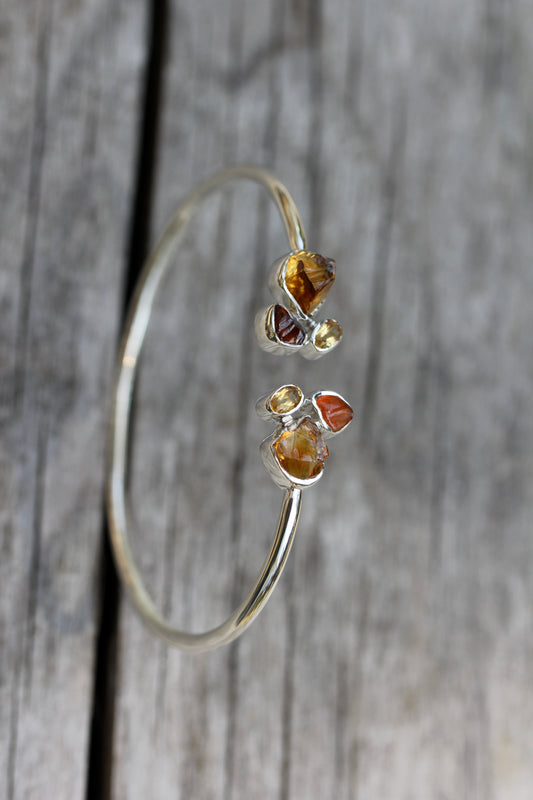 Citrine Carnelian Silver Flex Bracelet