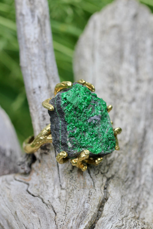 Uvarovite Druzy Branch Ring