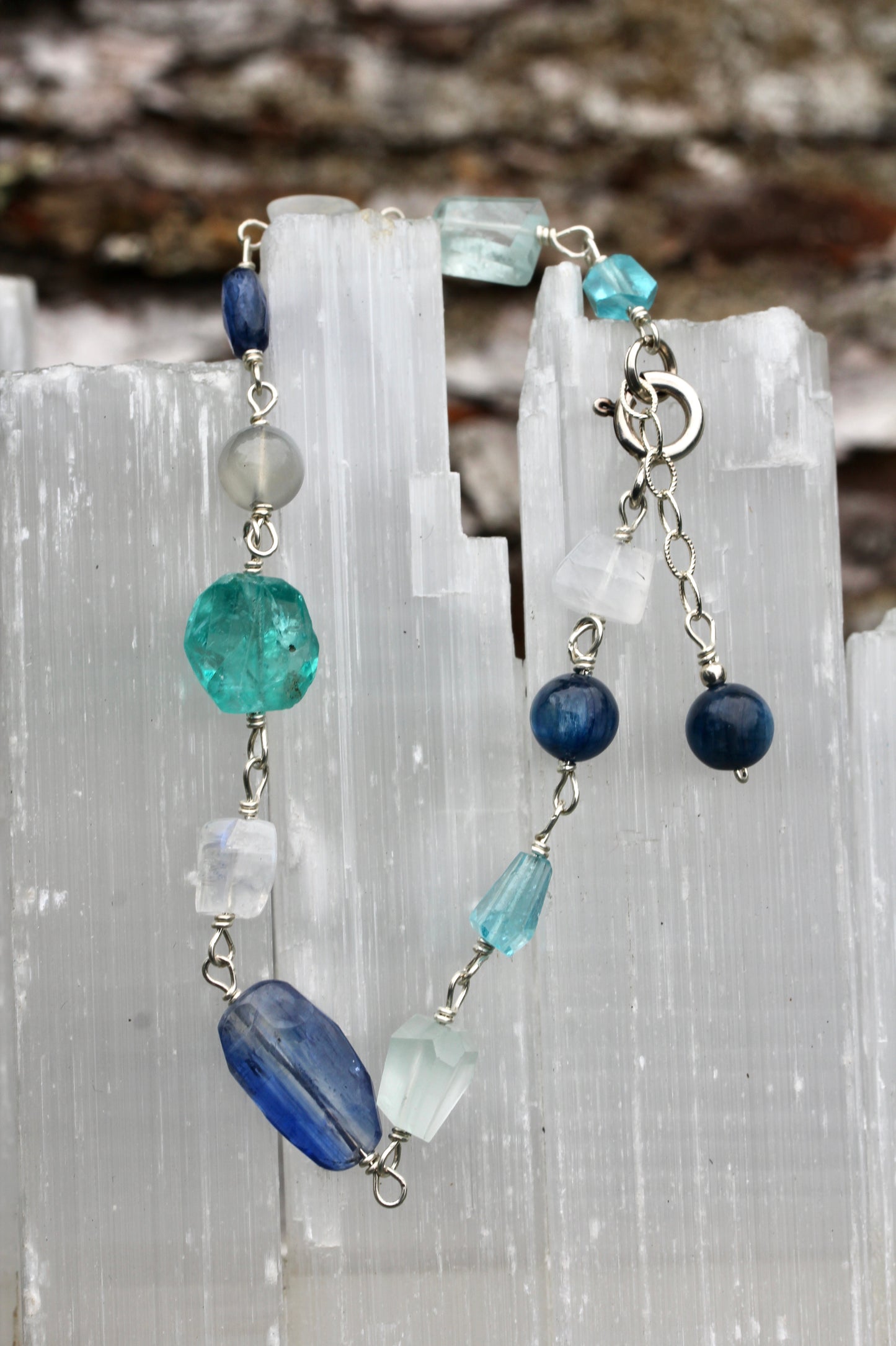 Ocean Blue Silver Link Bracelet