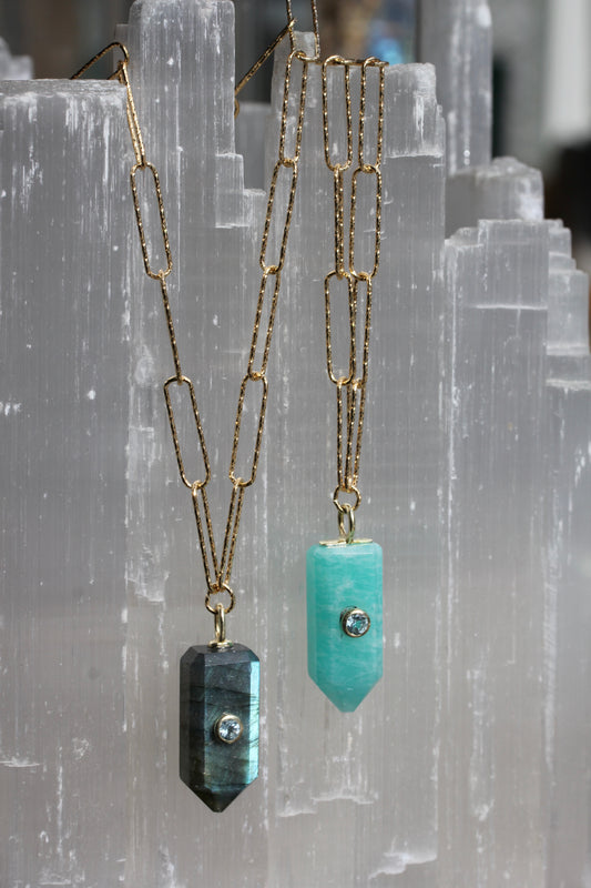 Paperclip Chain Stone Point Necklace