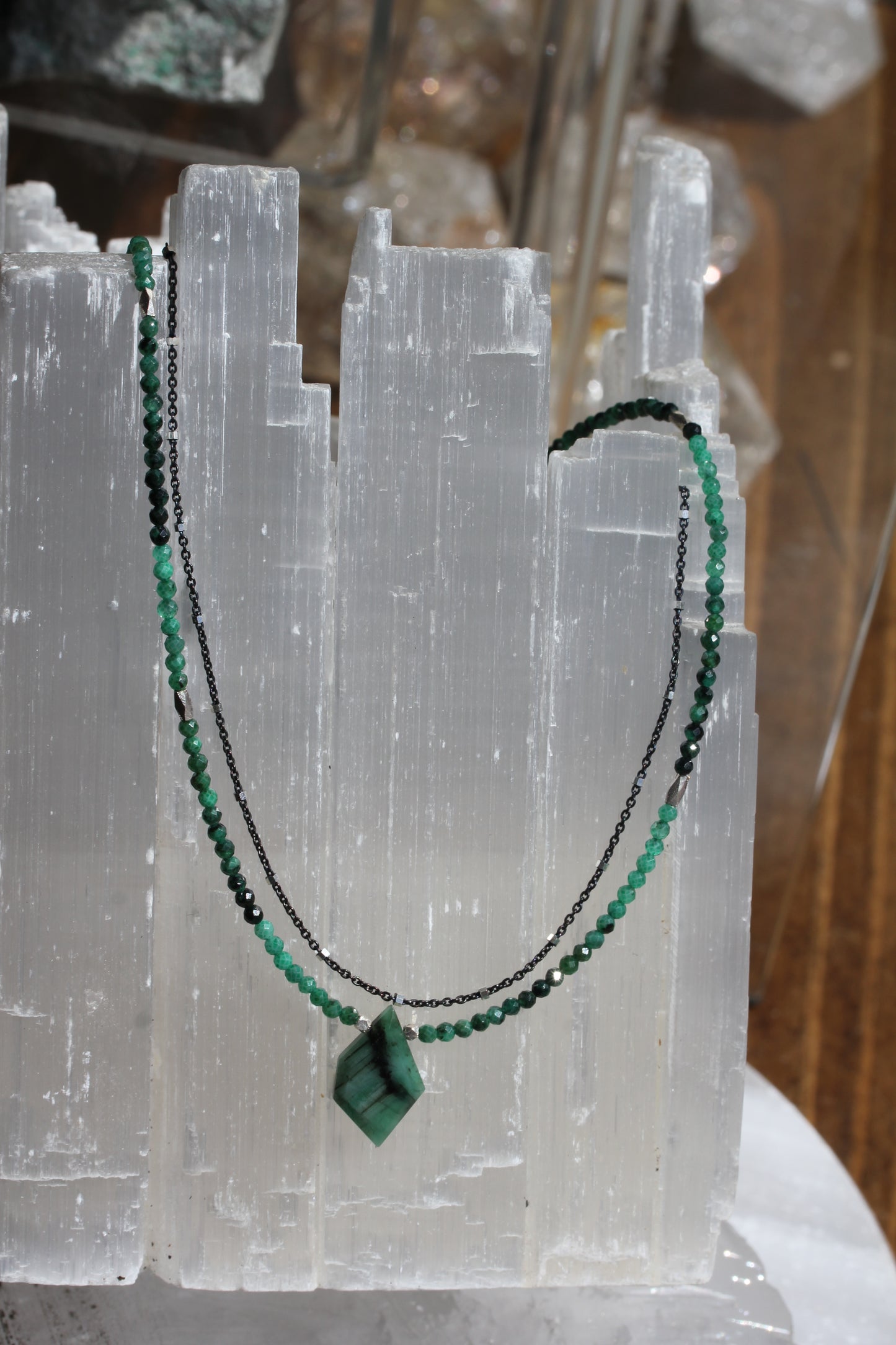 Emerald Ombre Multi Strand Necklace