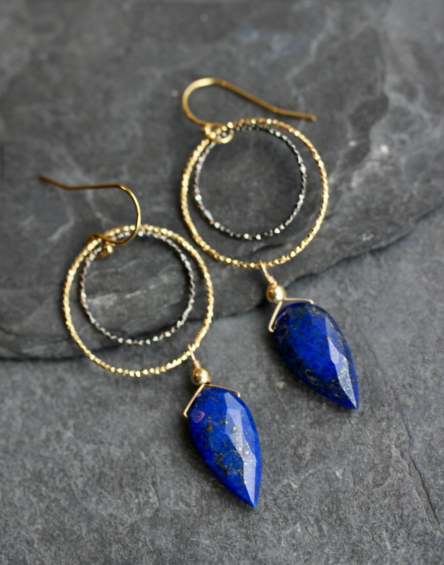 Lapis Ring Drop Earrings