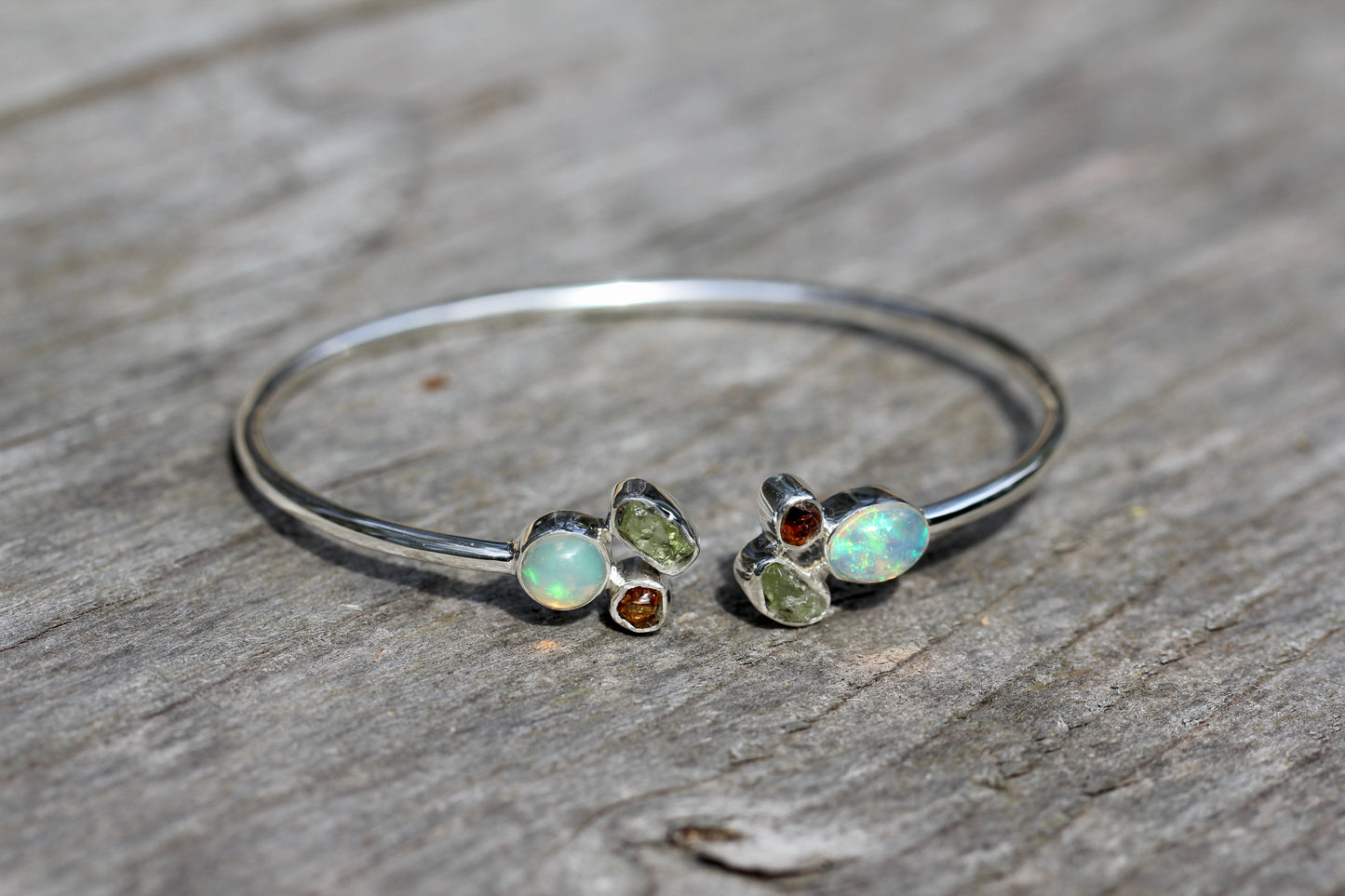 Opal Peridot Citrine Silver Flex Bracelet