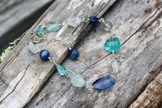 Ocean Blue Silver Link Bracelet