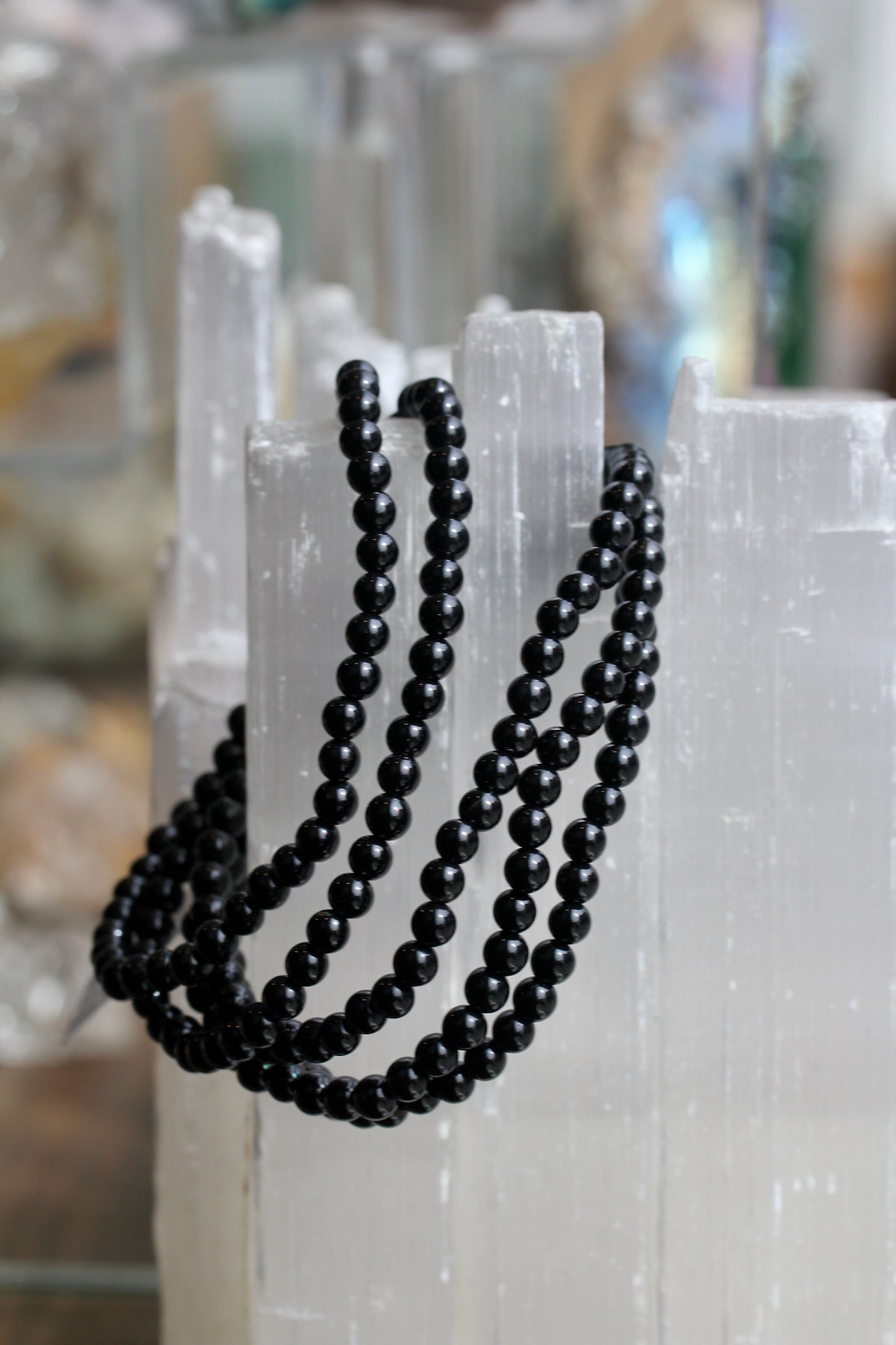Black Onyx Bead Stretch Bracelet