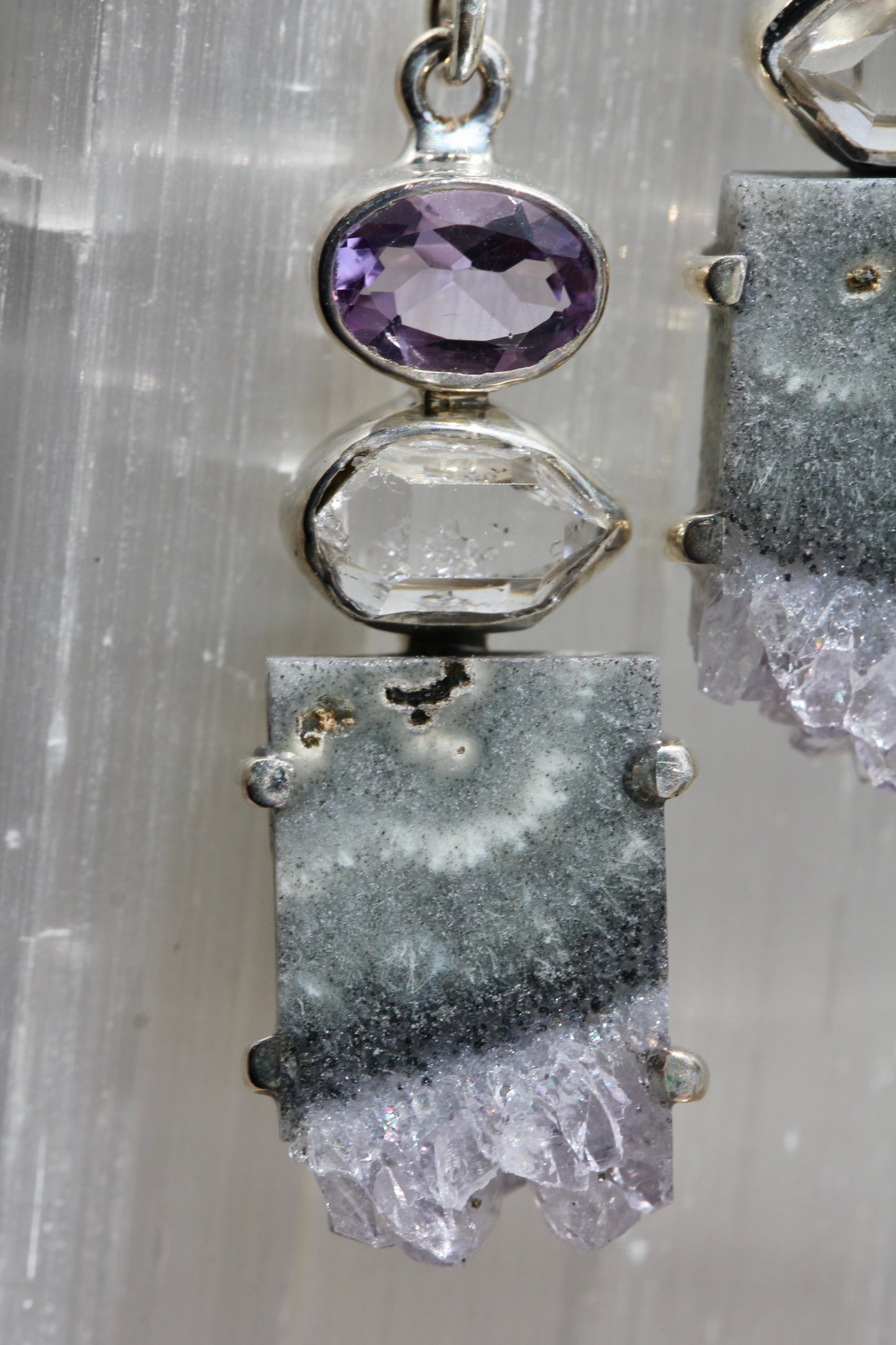 Amethyst Herkimer Diamond Earrings