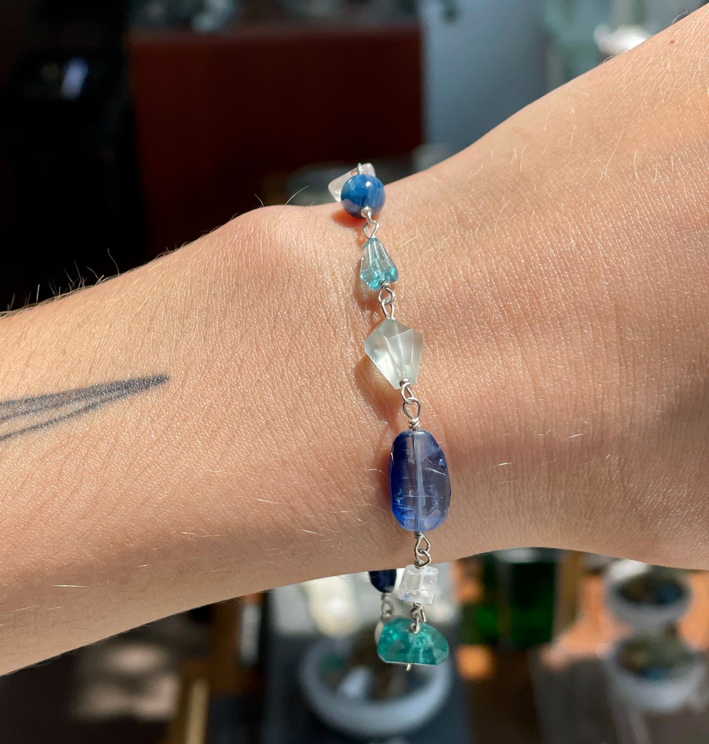 Ocean Blue Silver Link Bracelet