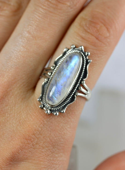 Rainbow Moonstone Statement Ring