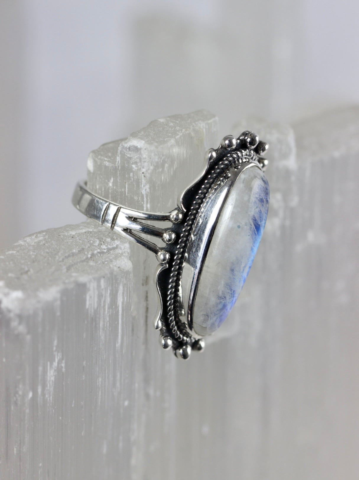 Rainbow Moonstone Statement Ring