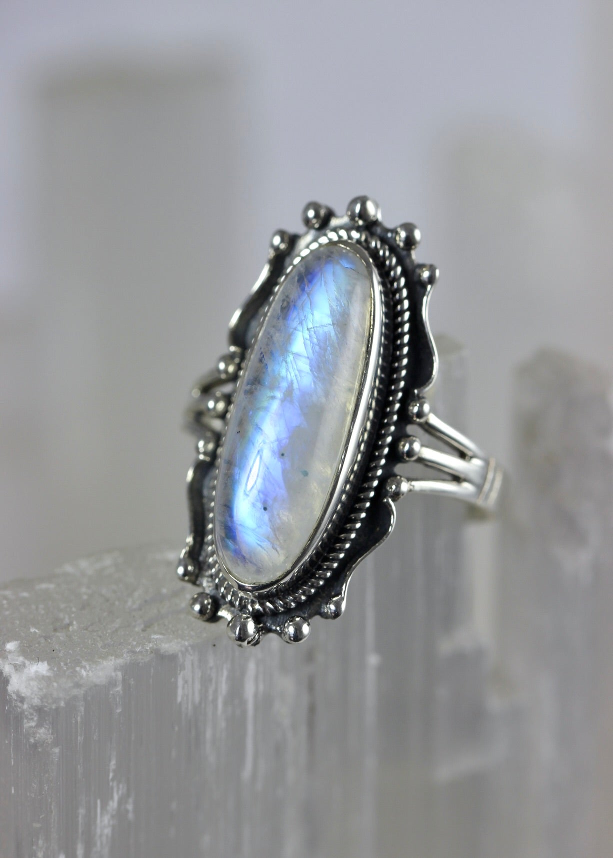 Rainbow Moonstone Statement Ring