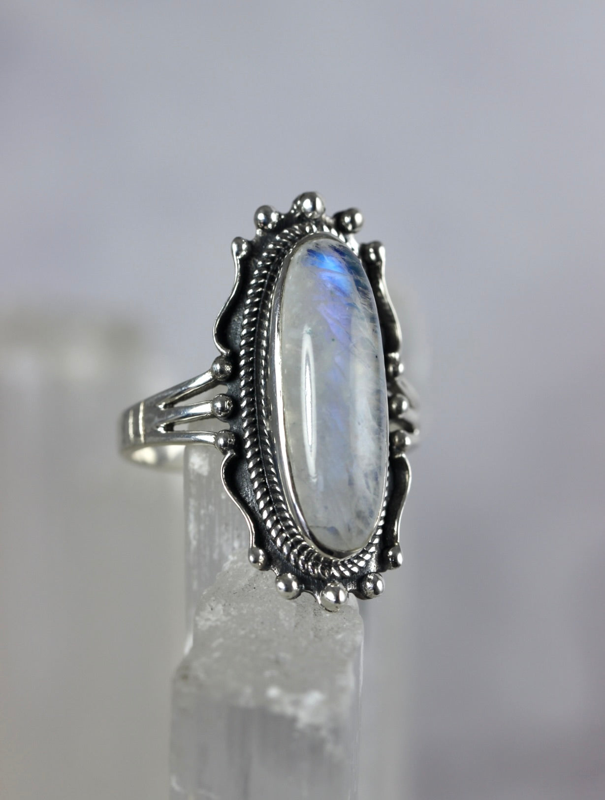 Rainbow Moonstone Statement Ring