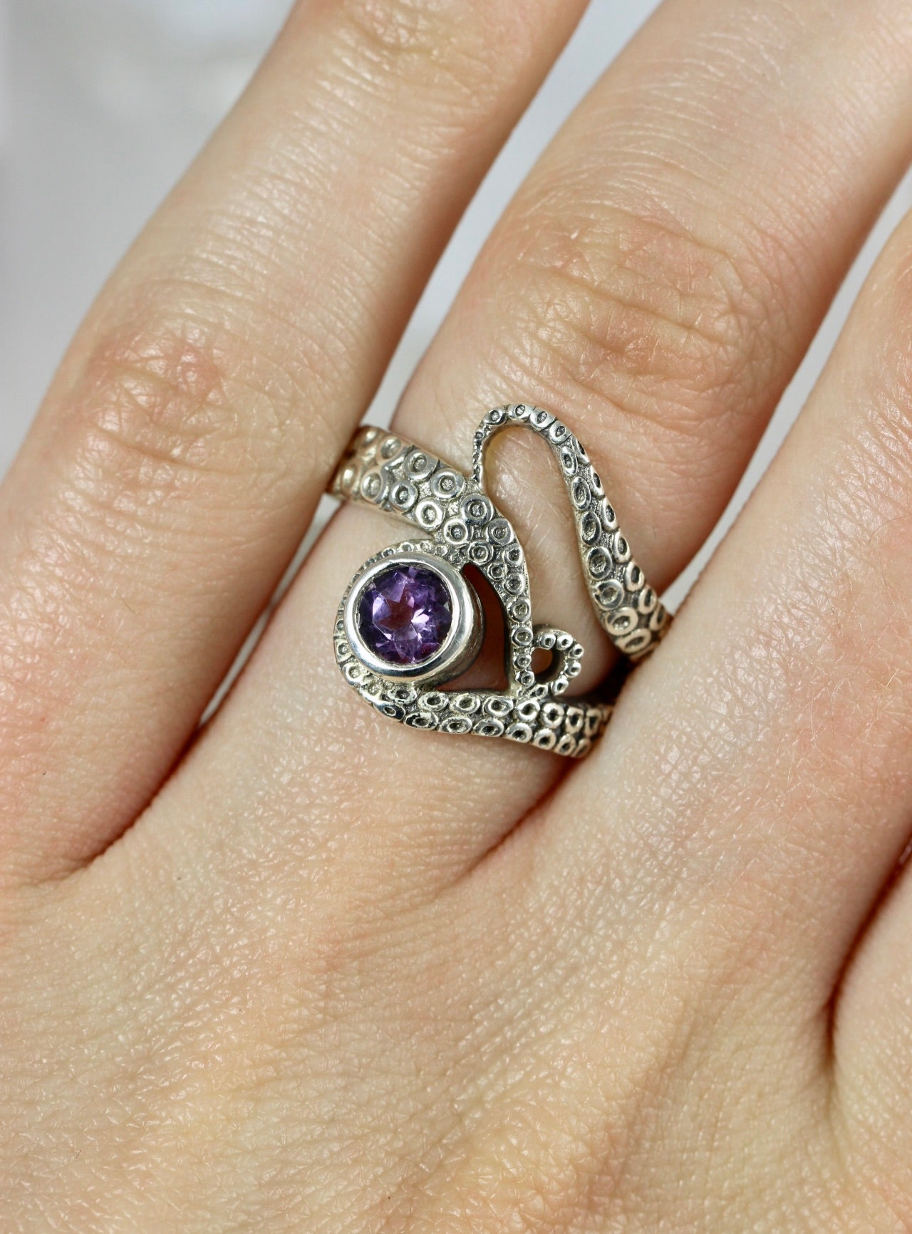 Amethyst Octopus Ring