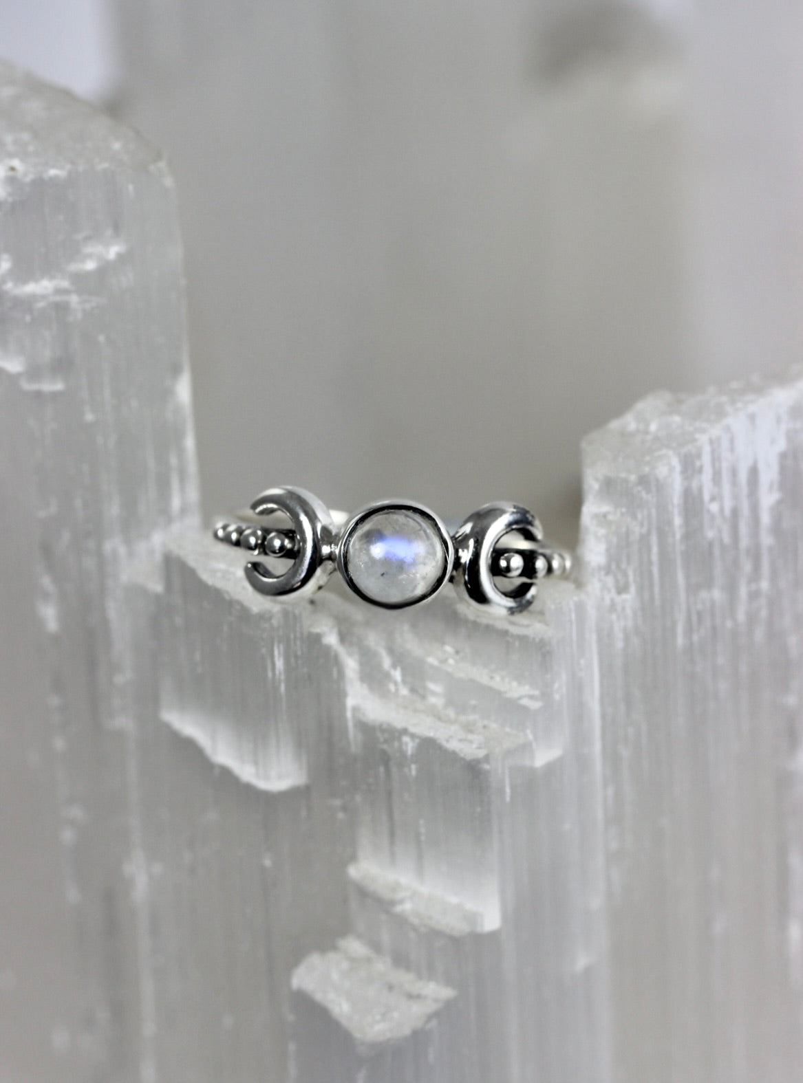 Triple Moon Crystal Rings