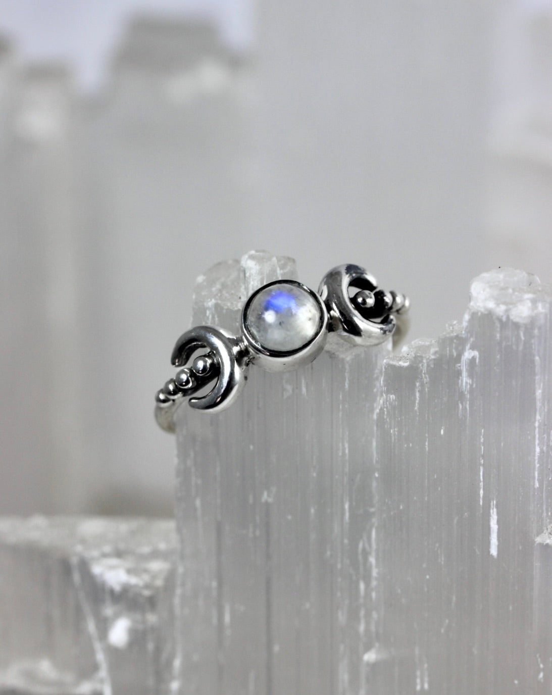 Triple Moon Crystal Rings