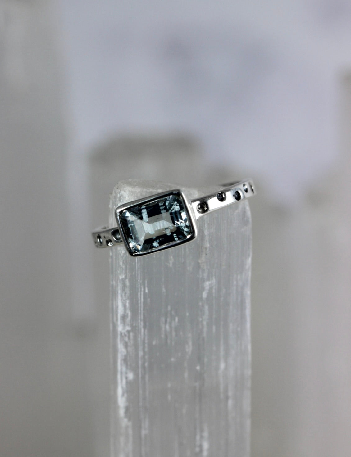 Textured Aquamarine Ring