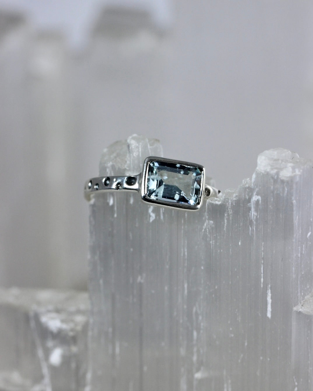 Textured Aquamarine Ring