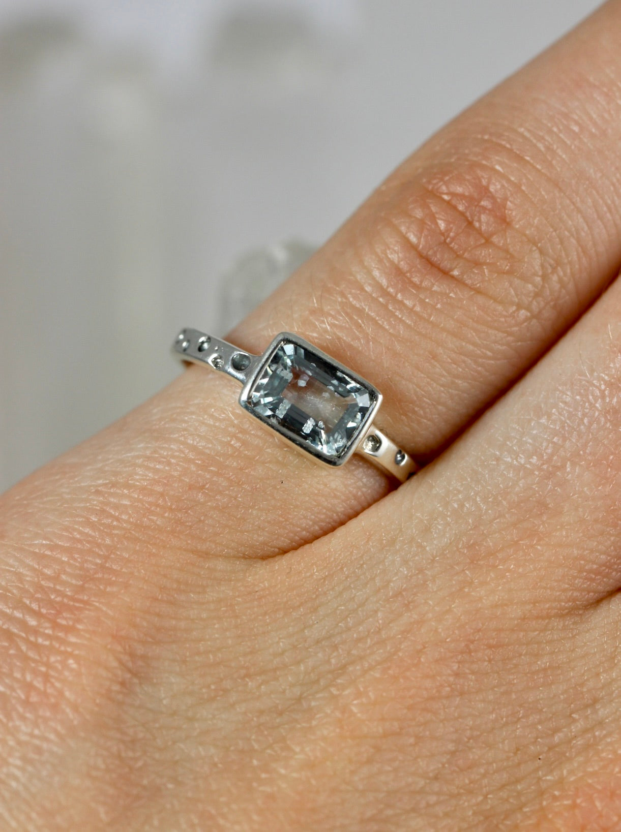 Textured Aquamarine Ring