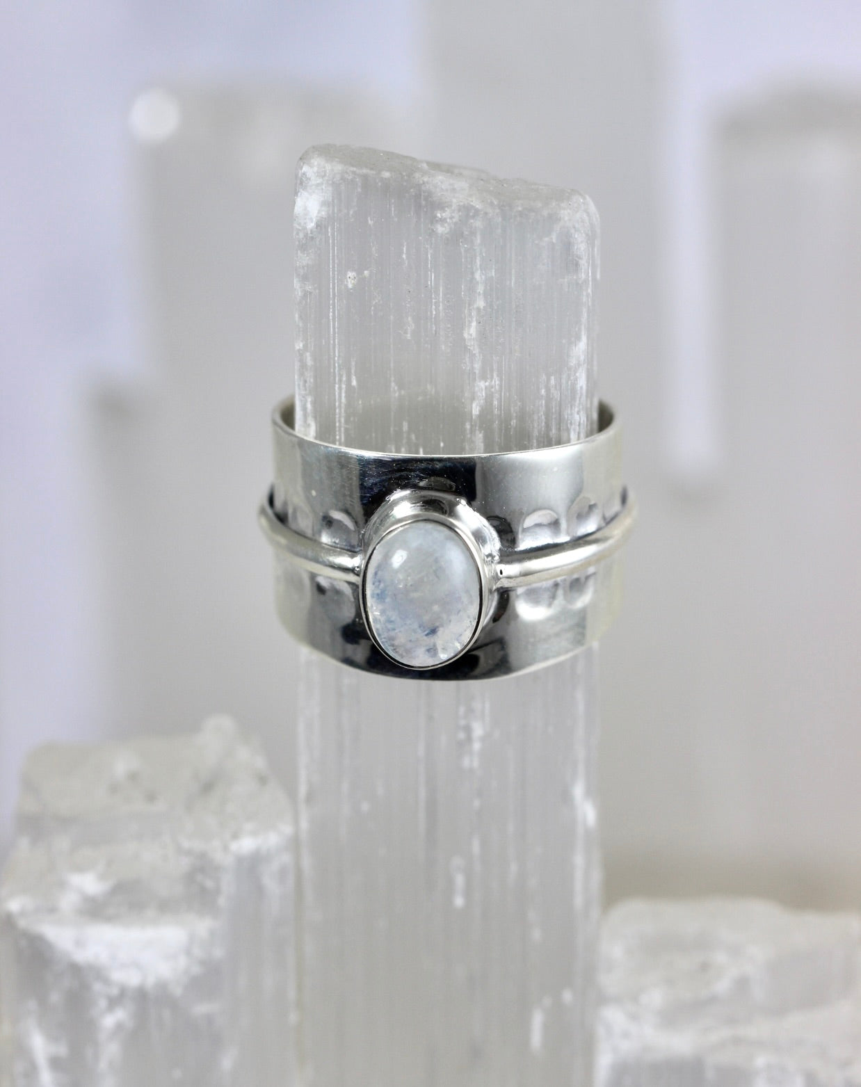 Rainbow Moonstone Chunky Ring