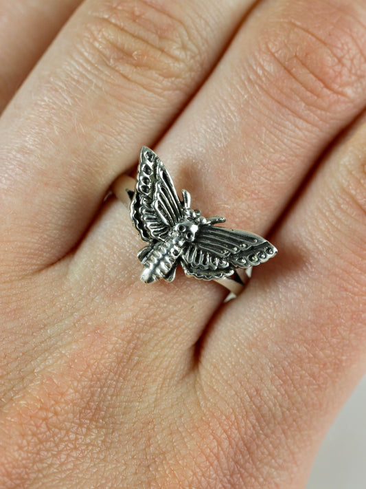 Silver Moth Ring