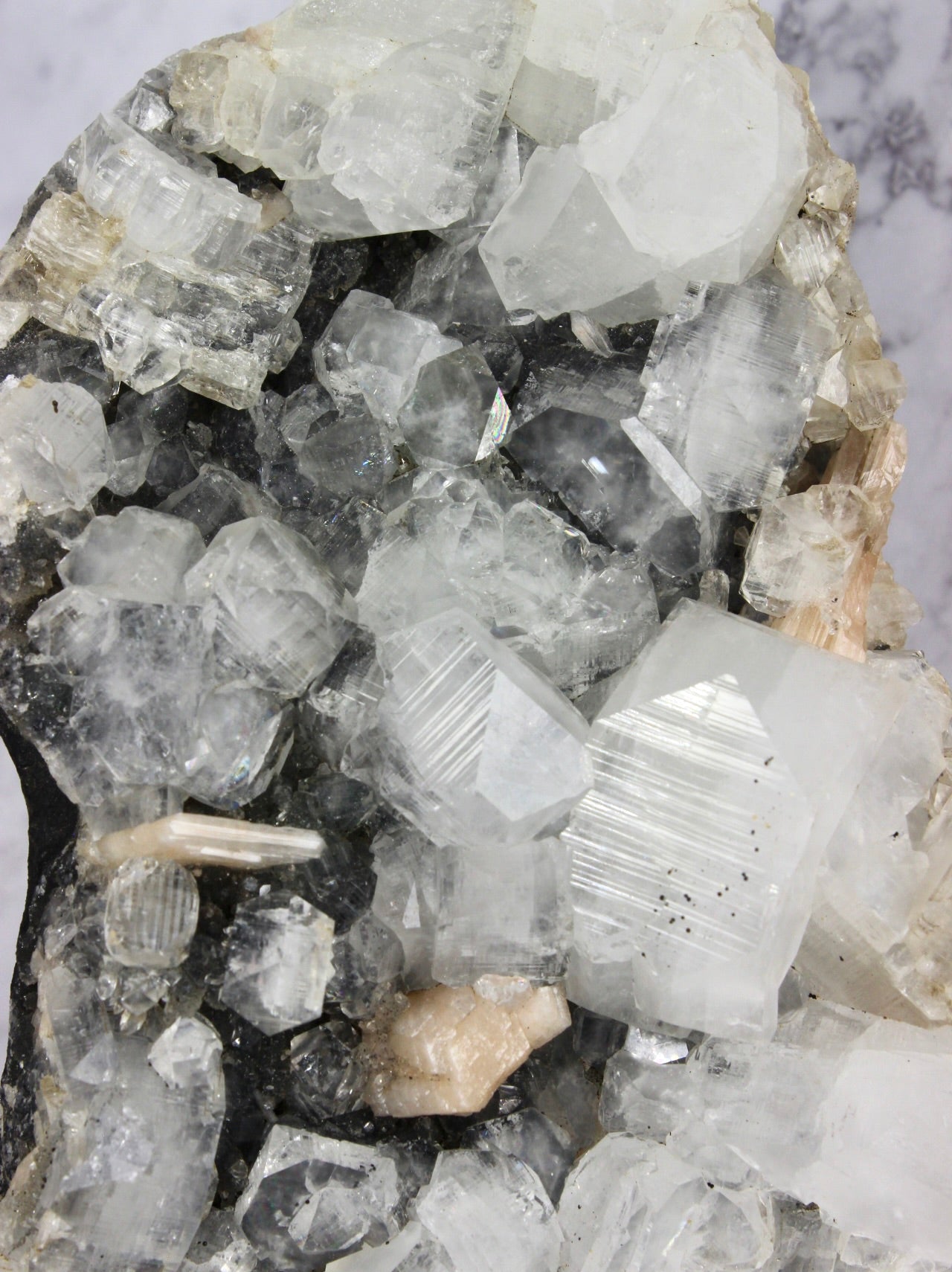 Black Chalcedony Apophyllite with Stilbite