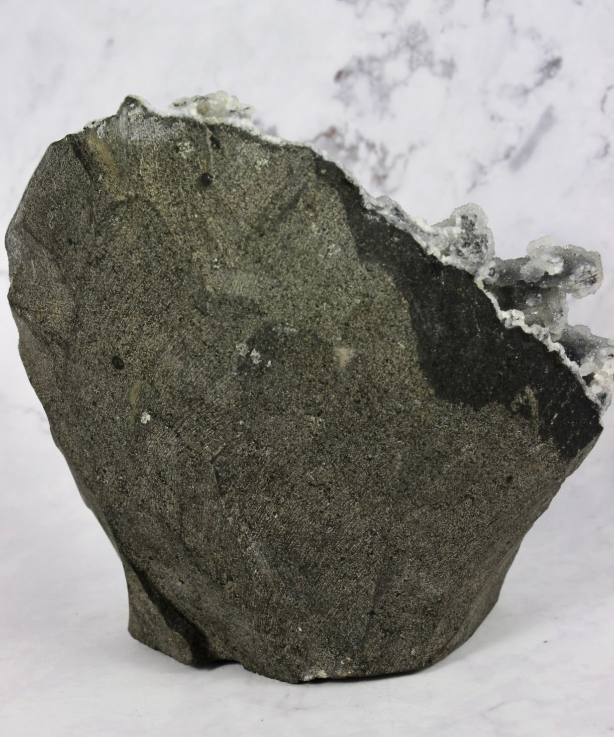 Apophyllite on Druzy Black Chalcedony