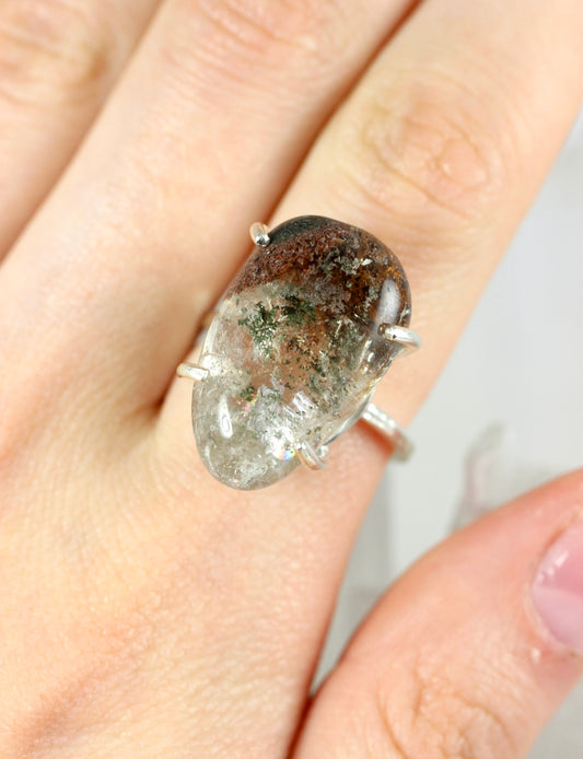 Lodolite Quartz Silver Ring