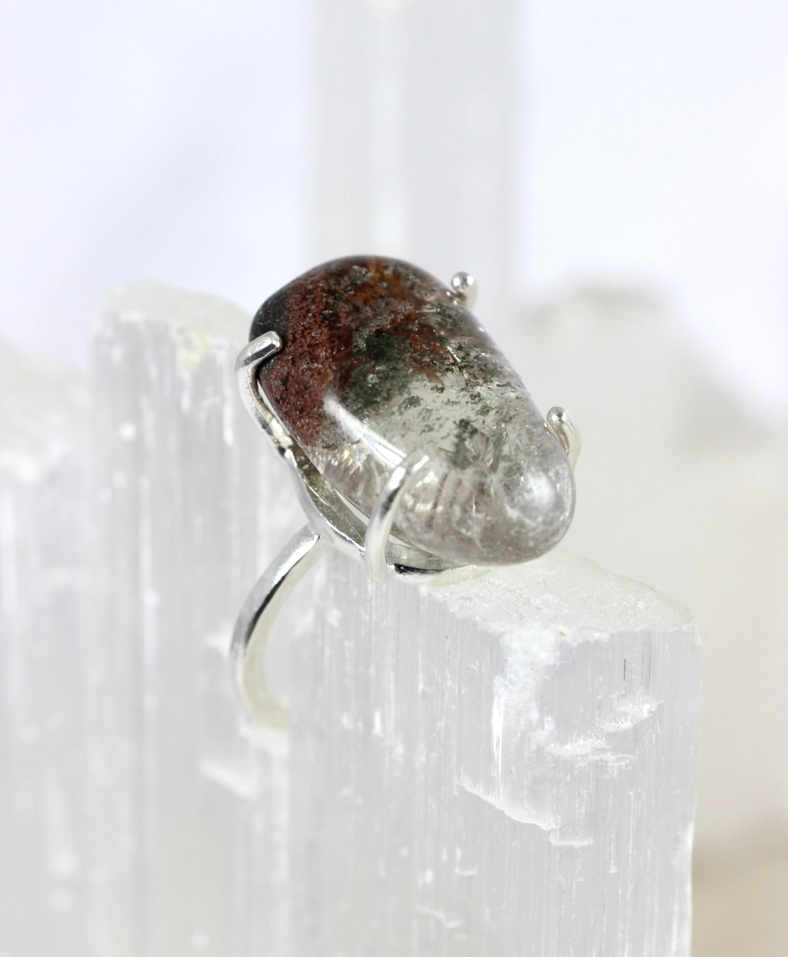 Lodolite Quartz Silver Ring