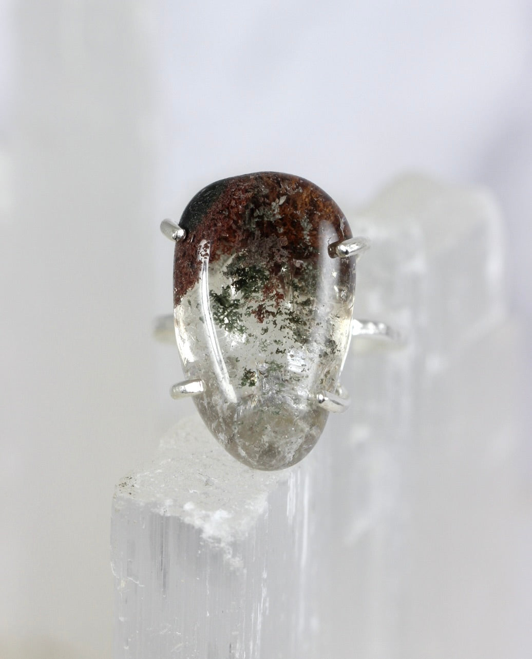 Lodolite Quartz Silver Ring