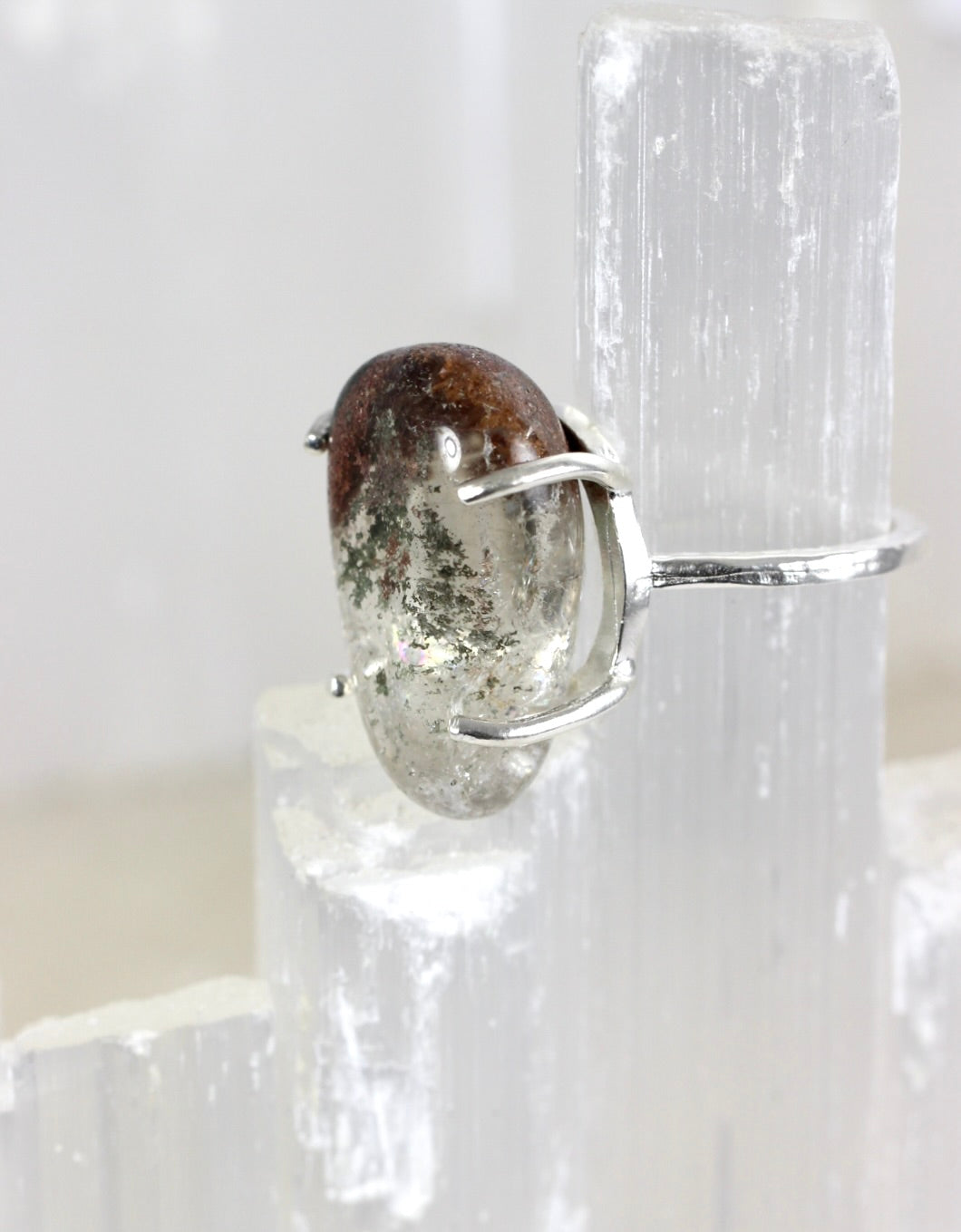 Lodolite Quartz Silver Ring