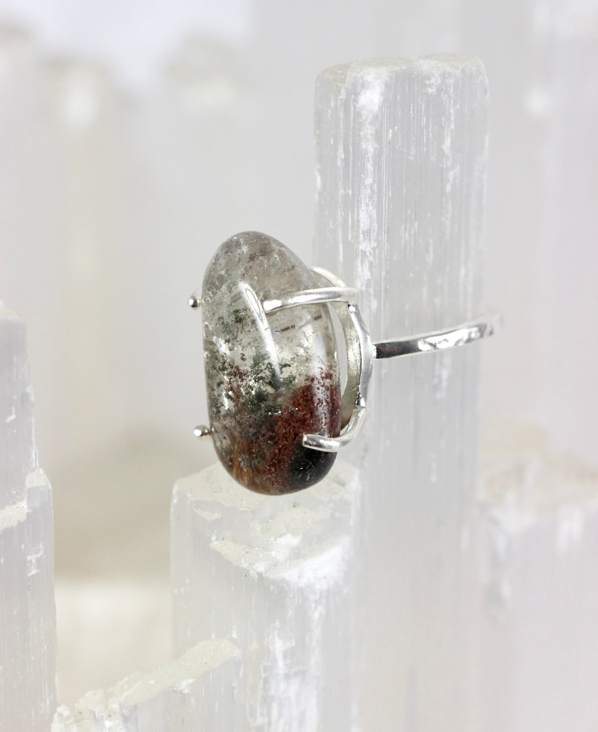 Lodolite Quartz Silver Ring