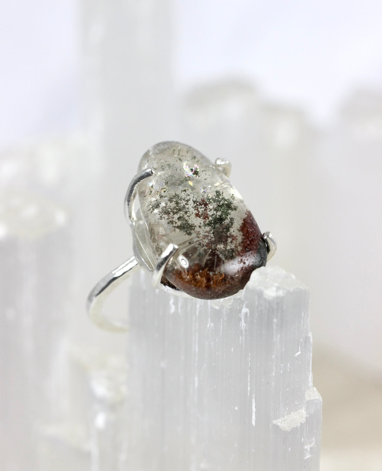 Lodolite Quartz Silver Ring