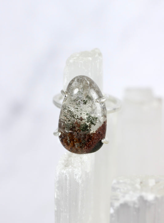 Lodolite Quartz Silver Ring