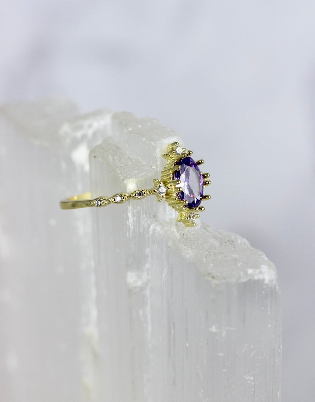 Purple CZ Gold Ring